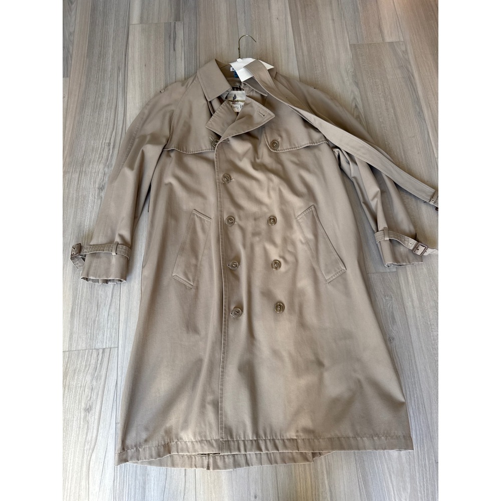 Vintage Misty Harbor Tan Trench Coat Mens 38 Short Belted Double Breasted 90s‎